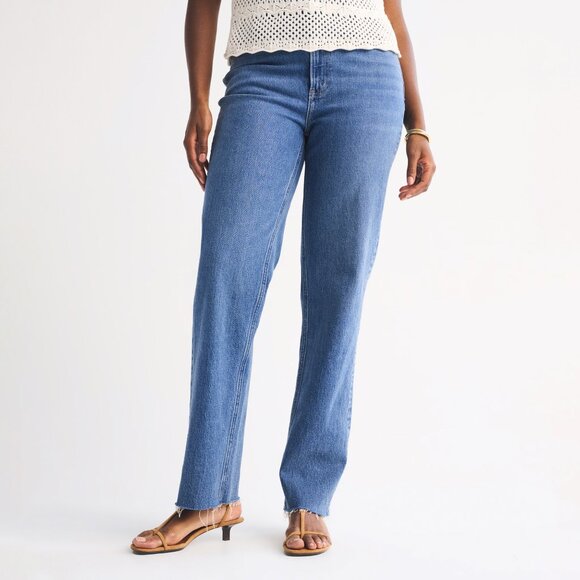 Abercrombie Ultra High Rise 90s Straight Jeans Medium Raw Hem Size 27 NEW NWT - Picture 2 of 10